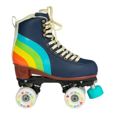 Chaya Melrose Elite Love Is Love Quad Roller Skates-Μπλε τετράγωνα πατίνια με 4 ρόδες με ουράνιο τόξο για γυναίκες | Rollaround