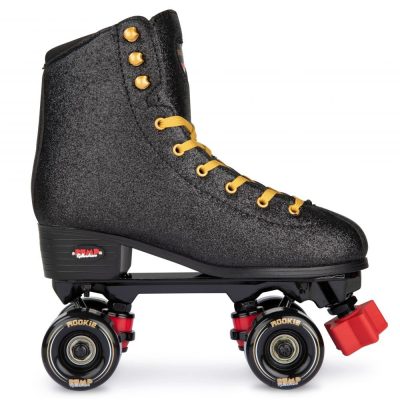 Rookie Bump Rollerdisco V2 Black Quad Roller Skates -Μαύρα τετράγωνα πατίνια με 4 ρόδες, glitter και κίτρινα κορδόνια|Rollaround