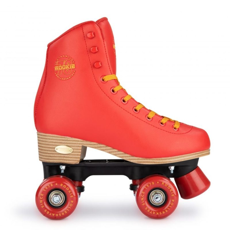 Rookie Classic 78 Red Quad Roller Skates - Κόκκινα τετράγωνα πατίνια με 4 ρόδες και κίτρινα κορδόνια|Rollaround