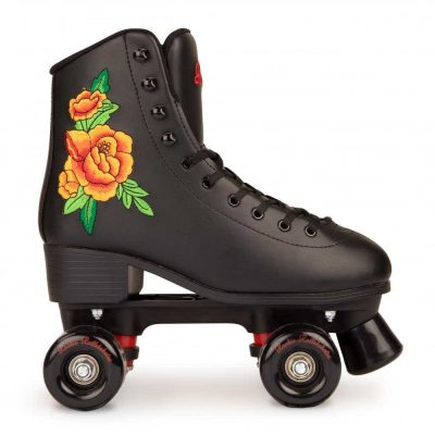 Rookie Rosa Black - Quad Roller Skates μαύρα τετράγωνα πατίνια με 4 ρόδες και τριαντάφυλλα Rollaround